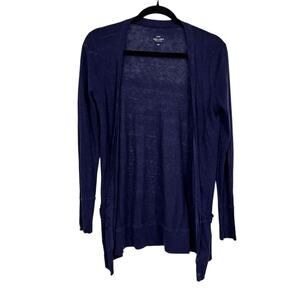 J Crew Blue Linen Duster Cardigan Sweater Womens S Casual Preppy Classic Beachy